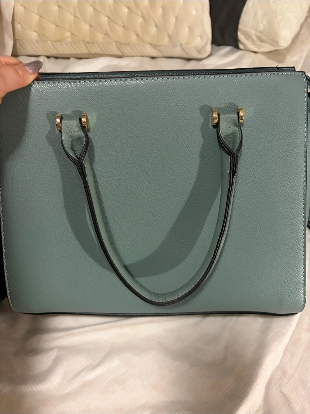 Women's Structured Satchel and Pouch - Teal